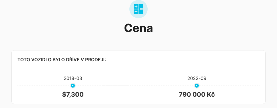 carVertical: poslední prodejní ceny kontrolovaného auta